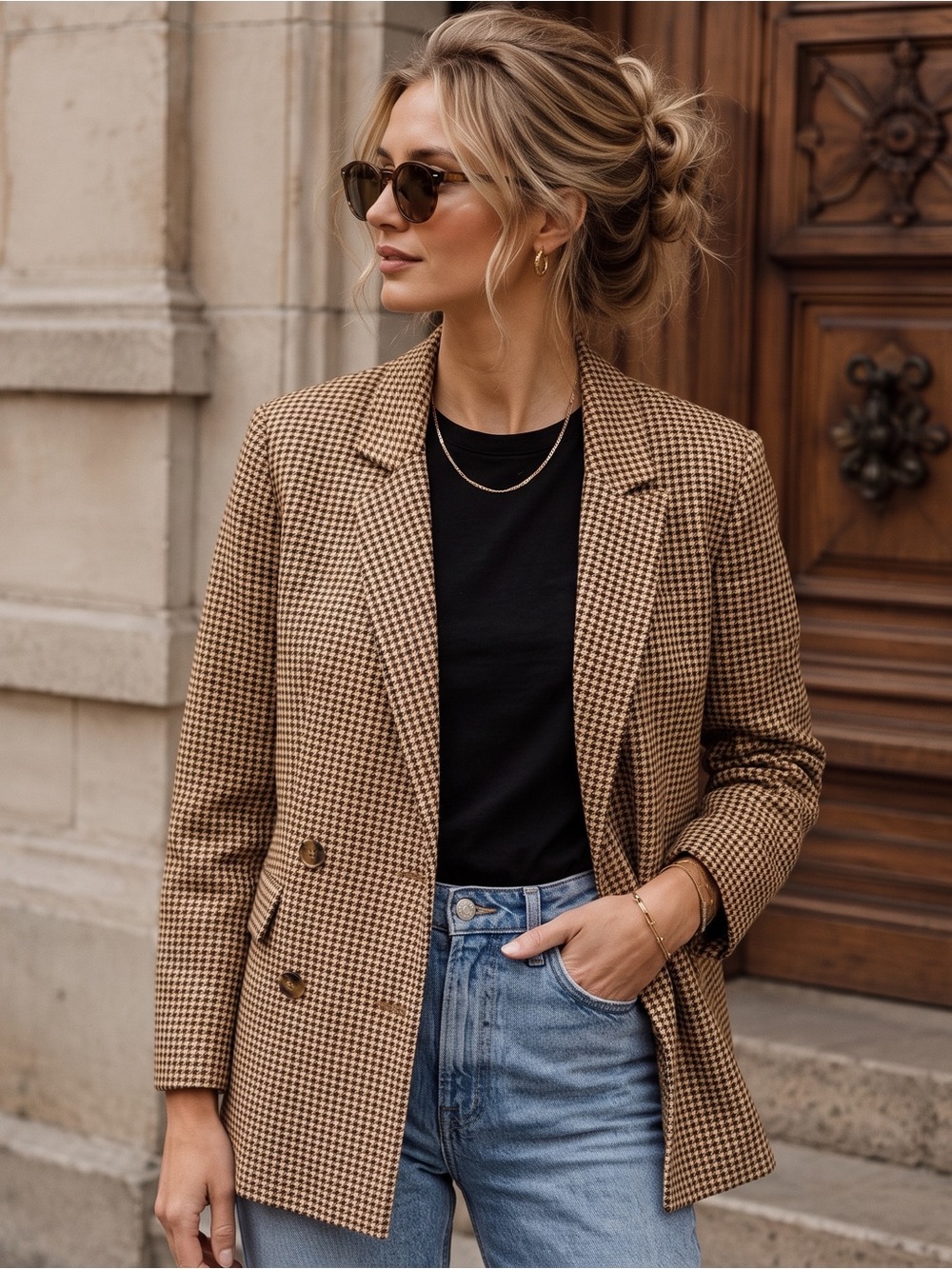 OLD NAVY Houndstooth Longline Blazer